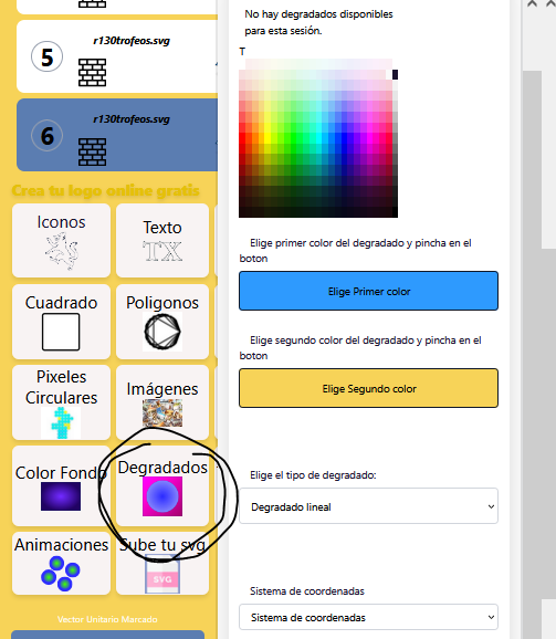 Degradado SVG personalizado en creadorlogos.com